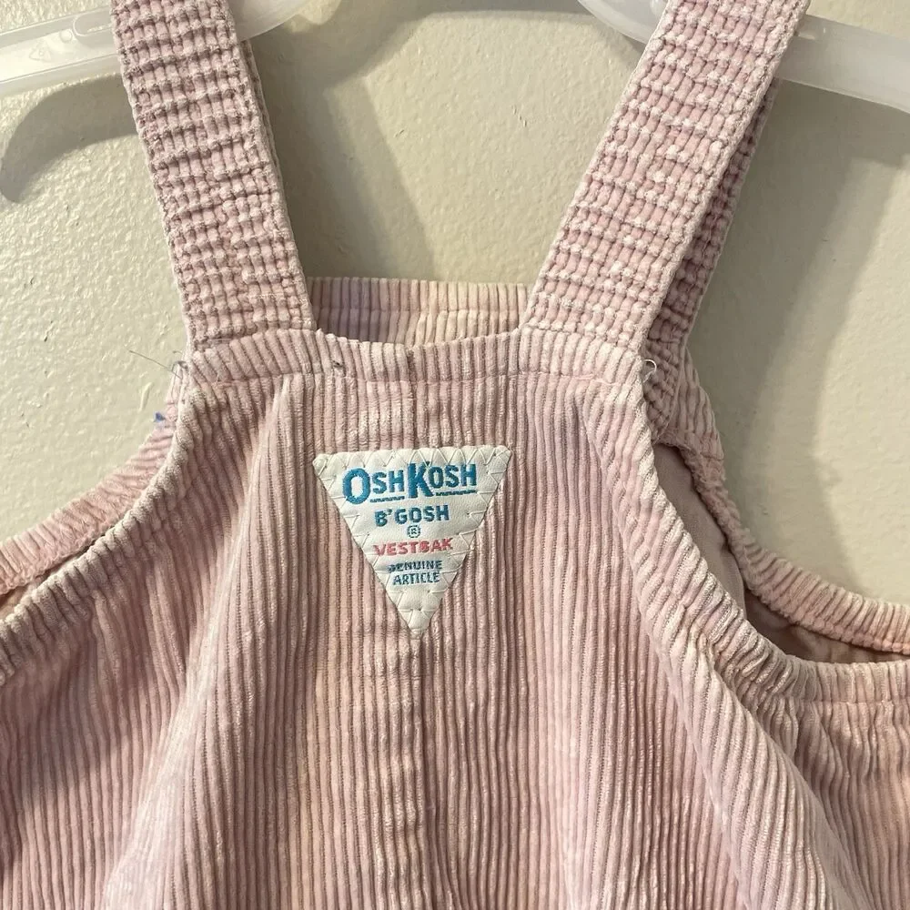 Vintage Osh Kosh B Gosh Corduroy Overalls Lilac Feetie Made In USA Sz 6-9